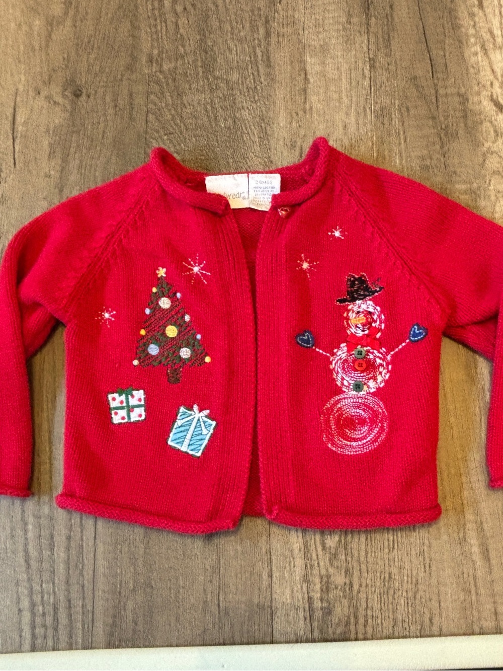 Vintage 90s 2000s Toddler girl Christmas Cardigan Sweater Clothes Snowman 24M